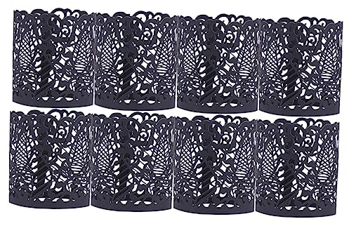 QYYZTQY Lot de 20 Bougies flottantes en Dentelle avec Abat-Jour pour centres de Table, Papier d'emballage doré, enveloppes de Bougies votives, Bougies Chauffe-Plat, bougeoirs Noirs, enveloppes
