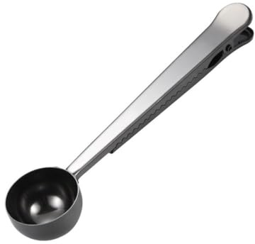 Stainless Steel Coffee Spoon with Bag Clip, Sealing Tea Measuring Coffee Scoop, Portable Sealing Coffee Scoop Clip(Black)