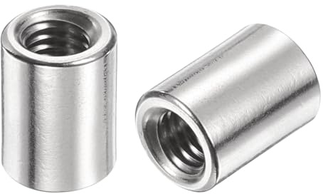 QUARKZMAN 8pcs Manchon Fileté Rond M6 en Acier Inoxydable 304, Écrous Ronds d'Accouplement Connecteurs et Mécaniques Longueur 15mm, Manchon Tige Barre Écrou à Tige pour Support, M6x15x10mm