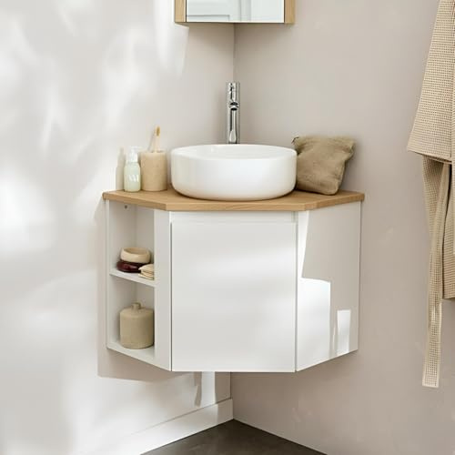 MOB-IN Sorrento - Set mobile sottolavello angolare + lavabo bianco + rubinetto