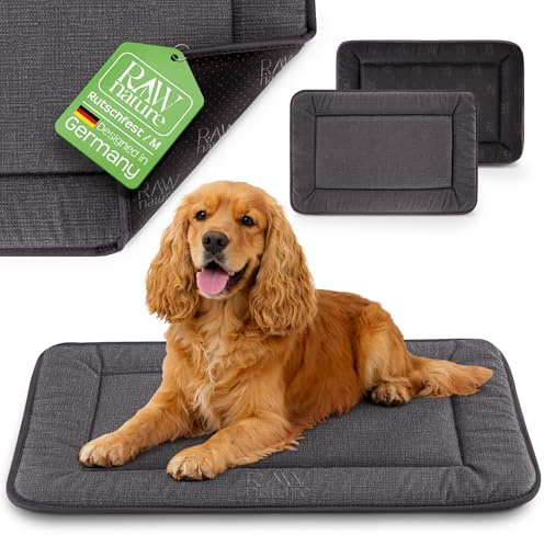 RAW Nature KIVO Hundematte M, 75x55x3cm, Alpengrau, rutschfest | Vielseitige Größe für kleine bis mittelgroße Hunde, Cord-Liegefläche, rutschfest, waschbar bei 30 °C, für Box & Zuhause