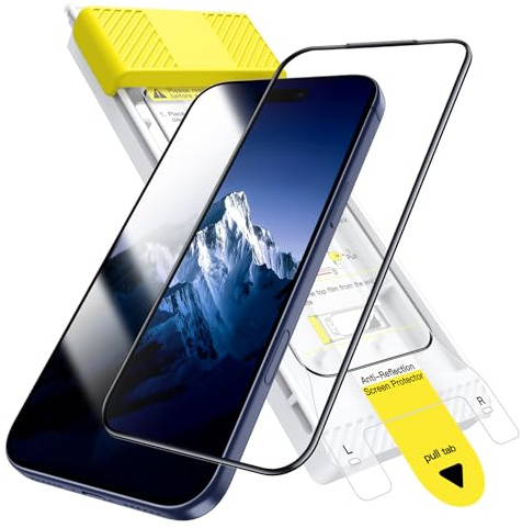JETech 3D 9H+ Pellicola Protettiva Antiriflesso per iPhone 17 Pro, 1 Pezzo | Copertura Totale, Vetro Temperato, Rivestimento AR, Anti-Frantumazione Grado Militare, Anti-Impronte, Facile Installazione