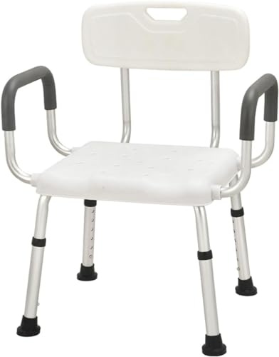 Duschstol 6 nivåer Justerbar i höjdled, med vadderade armstöd och rygg Anti-slip bänk Badkarssits for badrum, Säkerhetsbadstolar for vuxna äldre funktionshindrade(C)