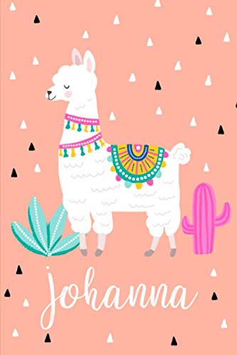 Johanna: Personalisiertes Design Notizbuch Alpaka Lama 120 linierte Seiten ( ca.DIN A5 ) , perfekte Geschenkidee - für die Schule,Weihnachten Notizbuch mit Name