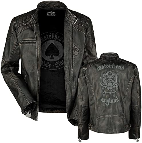 Motörhead England Hombre Chaqueta de Cuero Negro 3XL 100% piel (búfalo) Regular