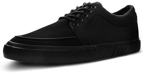 T.U.K. Vegan Creeper Sneaker - Herren & Damen Schuhe - Farbe Eyelet Black - Punk, Goth und Rocker Style Leder und Wildleder Schnürschuhe - Größe 40