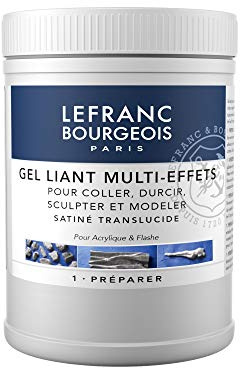 Lefranc & Bourgeois 300339 Multi-Effekt Binder - Acrylgel, fexibel, nicht vergilbend, wasserfest zum Skulturaufbau und Modellierung, seidenmatt, transluzent, 500ml Topf, Transparent