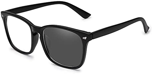 Jcerki Photochromic -1.50 Distance nearsighted Myopia glasses Black Frame Unisex Spectacles