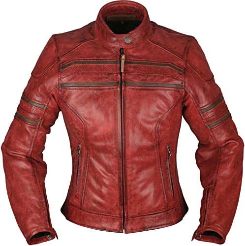 Modeka Iona Damer Motorcykel Skinnjacka, rot, 36