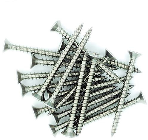 No.5 x 2 (3.5mm x 50mm) Pozi Countersunk Chipboard Screw - Stainless Steel (A2) (Pack of 20)