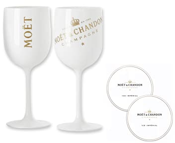Moët & Chandon Glas Ice Imperial Champagnergläser aus Acryl 450ml inkl Untersetzer