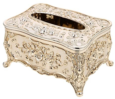 Zerodeko Europäische Tissue Box Taschentuchhalter Acryl Geprägtes Design Serviettenbehälter Für Haushalt Büro Wohnzimmer Kompakte Größe Gold