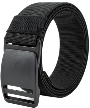 SWAUSWAUK Arbetsbälte för män – Tygbälte för män, nylonband, metallfri och stretchig och snabb frigöring, Svart, One Size for under 46''