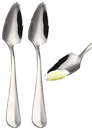 Grapefruit Fruit Spoon 2pcs Half Serrated Spoon Stainless Steel Dessert Spoon Fruit Scraper Spoon for Kitchen