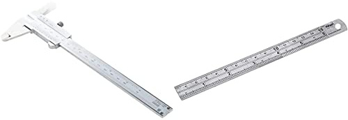Mitutoyo MIT530-104 Vernier Caliper, 0mm-150mm/0-6 Range & Rolson 50822 150 mm Stainless Steel Ruler