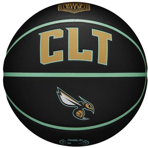 Wilson NBA Team City Collector Charlotte Hornets Ball WZ4016404ID, Unisex, Basketball, Black/Gold/Green, 7