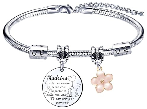 Lumengqi Cadeau marraine bracelet pour marraine, cadeau marraine, baptême, cadeau original de la marraine, cadeau de Noël, marraine, cadeau d'anniversaire, L, Acier inoxydable, Pas de gemme