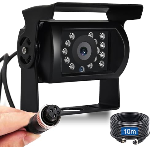 Telecamera Posteriore 4 Pin Aviation Connettore con Linea di Aiuto alla Retromarcia Visione Notturna IP67 Impermeabile Grandangolo con 10m Cavo Telecamera Posteriore per Bus/Furgoni/Camion/Rimorchio