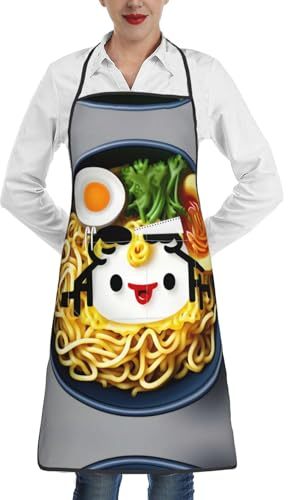Tablier de sushi japonais crevettes mixte adulte avec ourlet de poche pour chefs professionnels, tablier élégant et pratique, Coquetier nouilles Ramen, Taille Unique