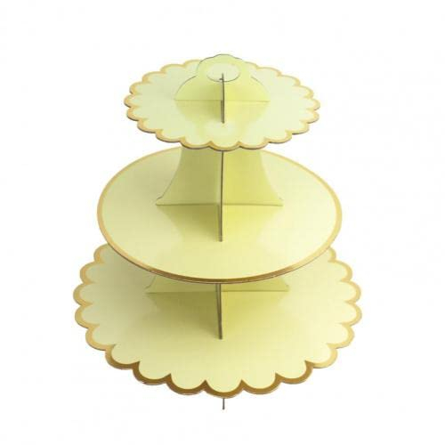 Alzata per torta Alzata per cupcake a 3 strati Porta cupcake rotondo in cartone Pieghevole Baby Shower Compleanno Decorazioni per feste di matrimonio Forniture per tavoli da dessert Piatto da torta C