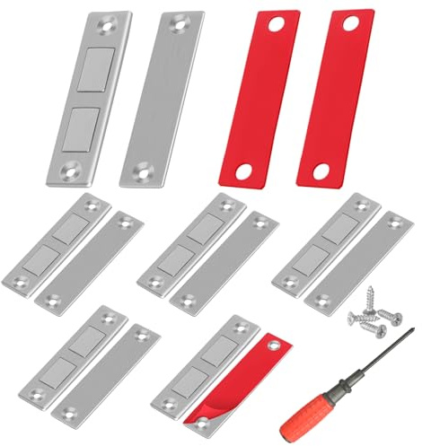 Mooshy Magnete für Schranktüren, 6 Stück Magnet für Kastentür Ultra Dünn Tür Magnet Türmagnet Extra Stark mit 24 Nägeln und 1 Schraubendreher Für Schrank Schrank Schrank Möbel Tür Schließen