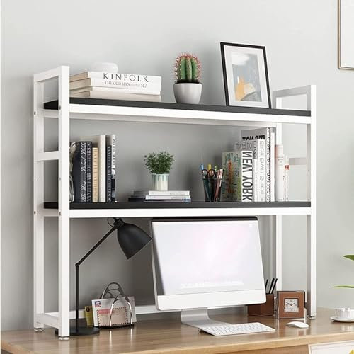 2-lagiges Desktop-bücherregal Für Computertisch – Verstellbares Bücherregal Auf Der Arbeitsplatte, Desktop-bücherregal-organisationsregal, Schreibtisch-druckerständer, Offen(Size:135x24x90cm,Color:A3)