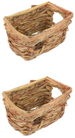 BESPORTBLE 2st Haustierbett Kleine Tiere Einstreu Für Meerschweinchen Häschen Grashaus Versteckhütte Für Meerschweinchen Kaninchenbett Aus Geflochtenem Gras Hamsternest Stroh