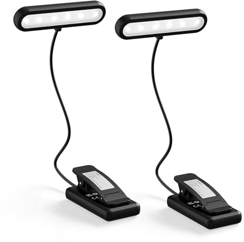 LQWELL® Leselampe Buch Klemme, wiederaufladbare USB-Leselampe, 3 Farbtemperaturen, 10 Helligkeitsstufen mit 12LEDs, 360° flexibles Buchlicht für Kinder und Buchliebhaber(Schwarz, 2 Stück)