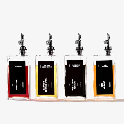MUVEKA Olivenölspender Flasche für Küche, 479.1 g / 500ml Essigspender, Speiseölspender Set, Glas Menage mit Ausgießer für Essig, Kaffeesirup Spender