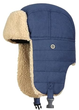 YUECIBAI Fliegermützen Bomber Hüte Für Männer Frauen Warme Ohren Schutz Reithut Baumwolle Motorrad Pilot Cap Ski Bonnet Blau