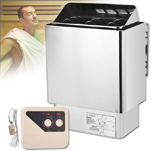 Electric Sauna Heater, Sauna Oven Stainless Steel 3-9 Kw External Sauna Control, Wet and Dry Bath Sauna Box Sauna Room Equipment for Home Hotel Spa Shower Steam Room,3KW