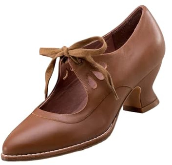 OBiQuzz Mary Jane Ballerines pour femme Chaussures de danse élégantes et confortables Chaussures de danse à lanières Chaussures à talons Uniforme Escarpins pour le travail et la danse, marron, 38