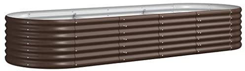 Bancal de acero con recubrimiento en polvo, 224 x 80 x 36 cm, color marrón, duradero y fácil de limpiar, para jardín y balcón, ideal para cultivo de verduras y hierbas