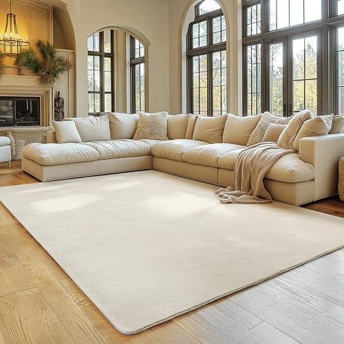 SIMPEX Tapis Crème 200x280 cm Tapis à Poils Courts Lavable, Doucement Antidérapant et Design Monochrome Moderne pour Salon, Chambre, Cuisine et Chambre d'enfant
