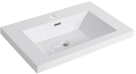 Lavandino da Bagno in Resina da 30 con estetica Moderna, Finitura Bianco Lucido, Materiale Resistente per Un Uso duraturo