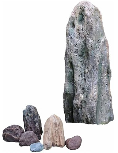 Dekorative Gartensteine – große hohle Fiberglas-Abdeckung für den Außenbereich, wasserdichte Abdeckung für Brunnendekoration, leichter Kunststein für Landschaft (35 x 26 x 71 cm)