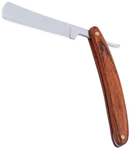 DECOMELODY Rasoir Droit Classique Acier avec Manche Bois Rasoir de Barbier Professionnel Pliable pour Rasage Humide Hommes Usage Salon et Domicile
