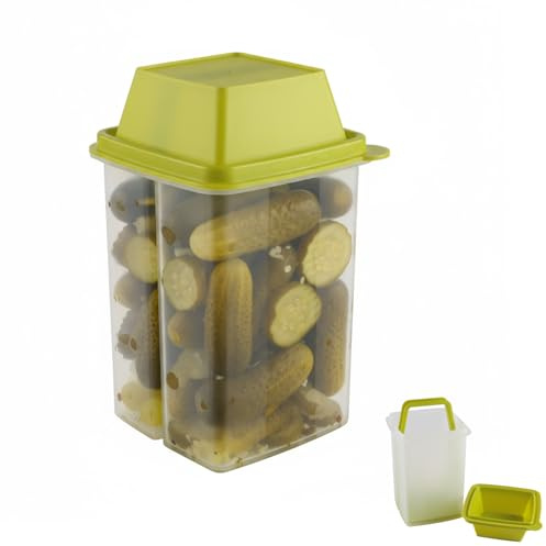 Punorric Pickle Jar with Strainer Insert, 1500ml Airtight Kimchi Container with Leak Proof and Lid, BPA-Free Fermentation Jars for Fridge, Plastic Pickling Jars for Fresh Fruit or Pickled Vegetables