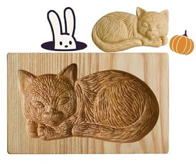 Holz-Keksformen Ausstechformen, Brotausstecher für Kinder, PläTzchenformen Cookie Cutter, DIY Backformen aus Holz, Geeignet für handgemachtes Backen, Hochzeiten, Ostern, Weihnachten (Katze)