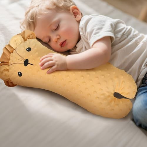 Baby Pillow,Toddler Side Sleeping Anti Roll Pillow Soft Comfort,Plush Sleep Support, Neck Support Cushion Toddler Positioning Back Cushion Accompany,Soft Breathable Bear Pattern Baby (Brown)