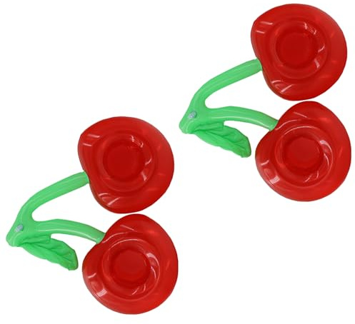 JUMPLAWN Portavasos Inflable Doble Forma de Cereza para Piscina, 2 Piezas, Material PVC Resistente, Color Rojo, Organizador de Fiestas Acuáticas y Soporte Flotante para Bebidas