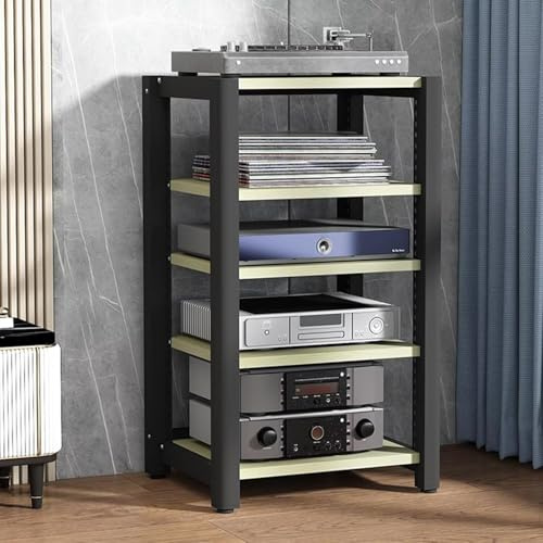 Estante de audio HiFi ajustable, soporte estéreo abierto para tocadiscos y sistemas HiFi, organizador de gabinete multimedia, elegante estante de audio y video