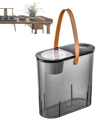 Oval Shaped Tea Waste Container Integrated Filtration System Contained Brewing Station Liquid and Solid Separation Tea Dregs Bucket Small Countertop Compost Bin with Lid, Odor-Free Scrap