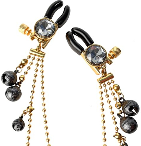 Pinzas para Pezones con Cadena Eróticos Mujer Pinzas Pecho Pezón Clips Pinza para Clítoris Aparatos de Masaje de Pecho Juguetes Pezones con Cascabeles Estimuladores Senos Mujeres, Negro