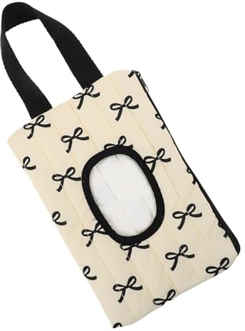 JOINPAYA Distributeur de Lingettes Portable avec Nœud en Ruban, Étui à Lingettes Humides Compact pour Poussette, Boîte de Mouchoirs Bébé Légère et Suspendue, Accessoire de Voyage Pratique