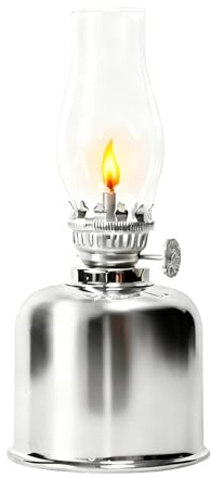 Glas fotogenlampa för inomhusbruk, oljelampor av glas, justerbar ljusstyrka, vintage petroliumoljelampa, retro öppen låga oljelampa, retro fotogenlampa för trädgård hus matsal