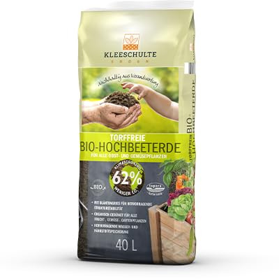 Kleeschulte Bio Hochbeeterde 40L – Torffrei & Gebrauchsfertig | Spezialerde für Obst, Gemüse & Kräuter im Hochbeet | ECOCERT zertifizierte Bio-Qualität | 62% weniger CO₂
