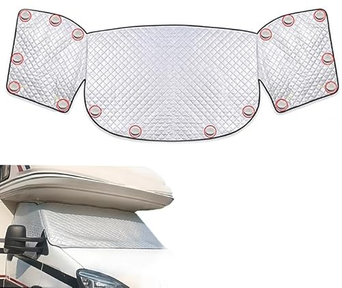 Frontscheibenabdeckung passend für Mercedes-Benz Vito/V-Klasse/Marco Polo W447 (ab 2014),Wohnmobil Thermomatte isolierende Scheibenabdeckung aus Aluminium-Verbundmaterial 17 Magnete wetterfeste