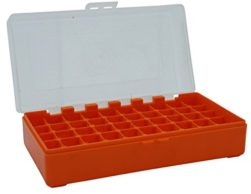 Waffenpflegewelt WPW Patronenbox aus robustem Kunstoff mit Klappdeckel für Kaliber .44 Magnum, Kaliber .44 Special, Kaliber .41 Magnum, Kaliber .45 Long Cold - 50 Stück - orange
