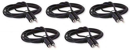 Five Pack of YCS Basics 6 Foot 3.5mm Headphone Extension Cables Male/Female